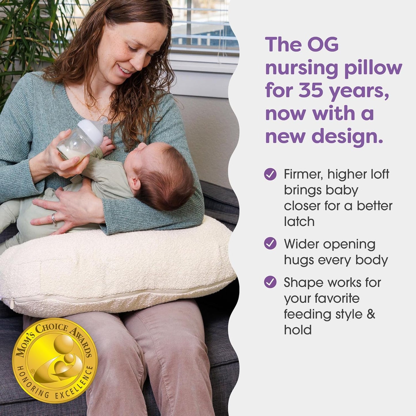 Boppy Nursing Pillow - Ergonomic Bottle & Breastfeeding Pillow with High, Firm, Large Area