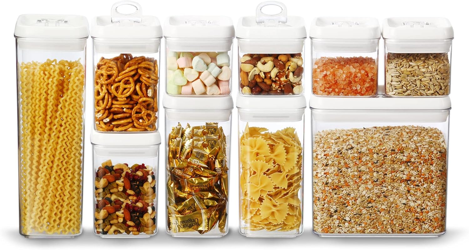 Felli Flip Tite Storage Container with 4 Inch Lid SQUARE & RECTANGLE, Air Tight Ring Seal Top Clear