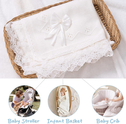 Booulfi Baby Blanket for Girls Boys Swaddles for Newborns Receiving Blankets Neutral Baptism