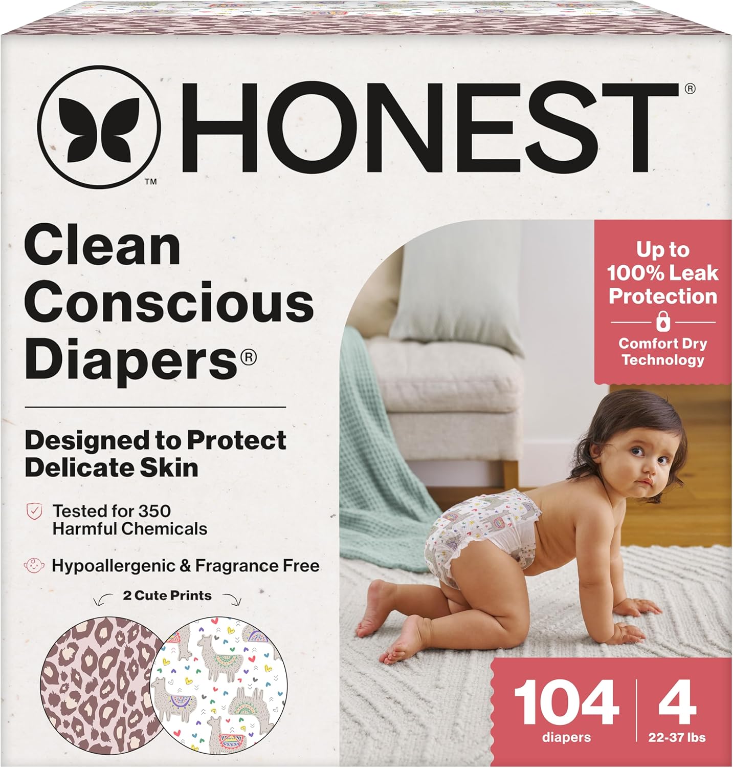 The Honest Company Clean Conscious Diapers for Delicate Skin | Up to 100% Leakproof |