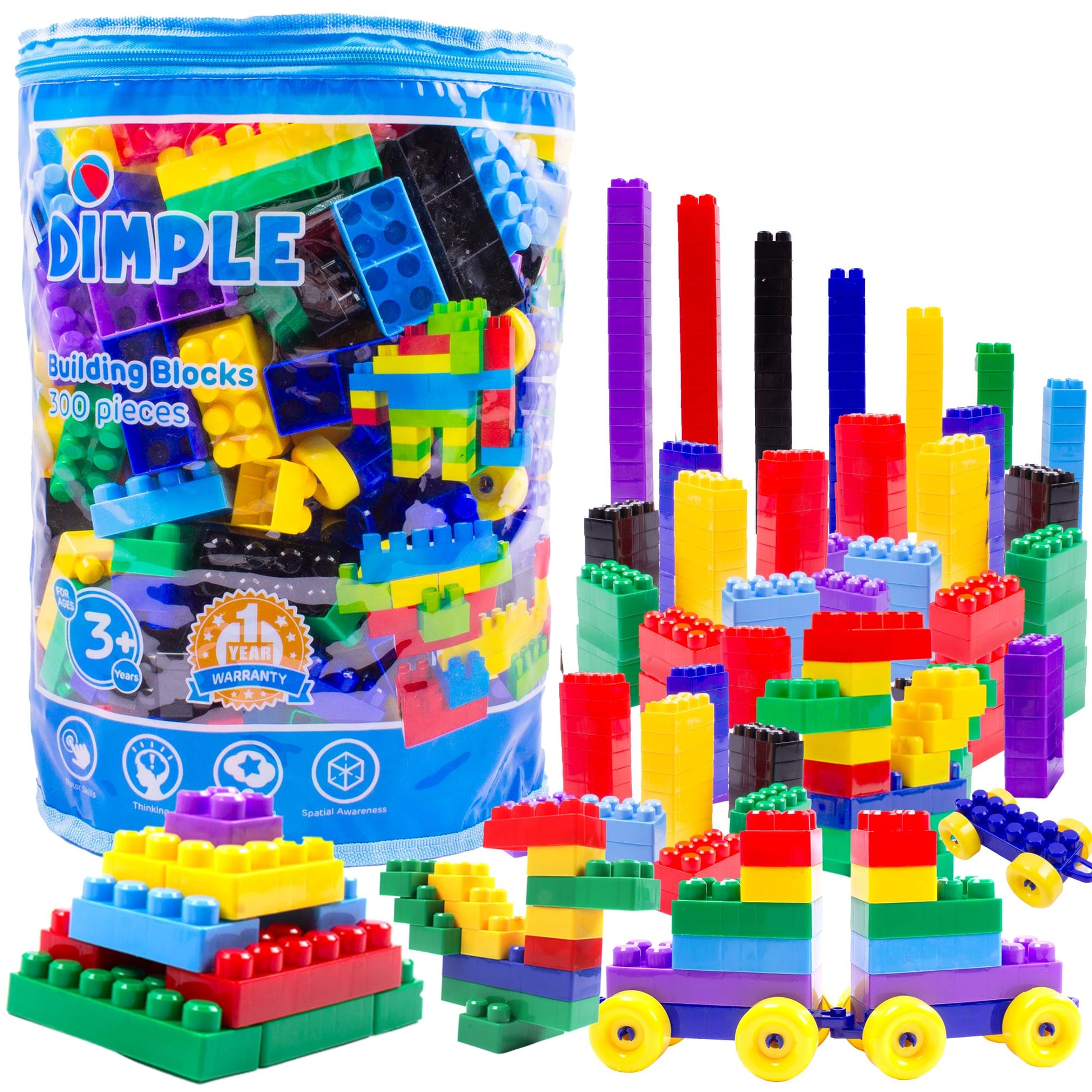 Dimple 300 Piece Large Building Blocks for Toddlers, Kids Interlocking Toys