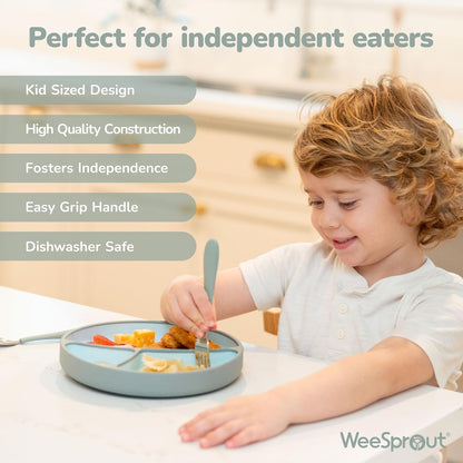 Kids Stainless Steel Utensils Set - Premium 18/8 Grade Silverware Kit - 2 Spoons, 2 Forks, and 2 Knives for Ages 4-7 - Silicone Easy-Grip Handles - Children Flatware Cutlery (Bright - Purple, Pink)