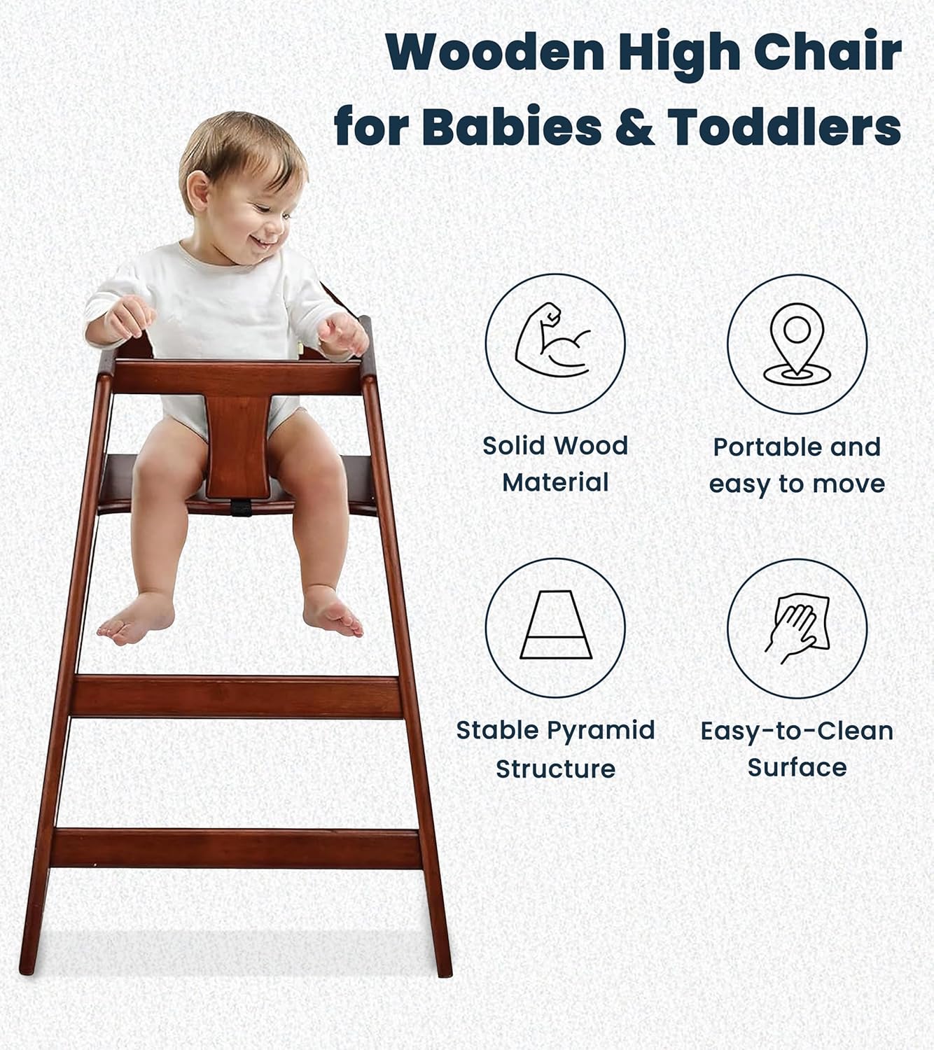 Alpine Wooden High Chairs for Babies and Toddlers with Safety Strap, Commercial Grade Restaurant