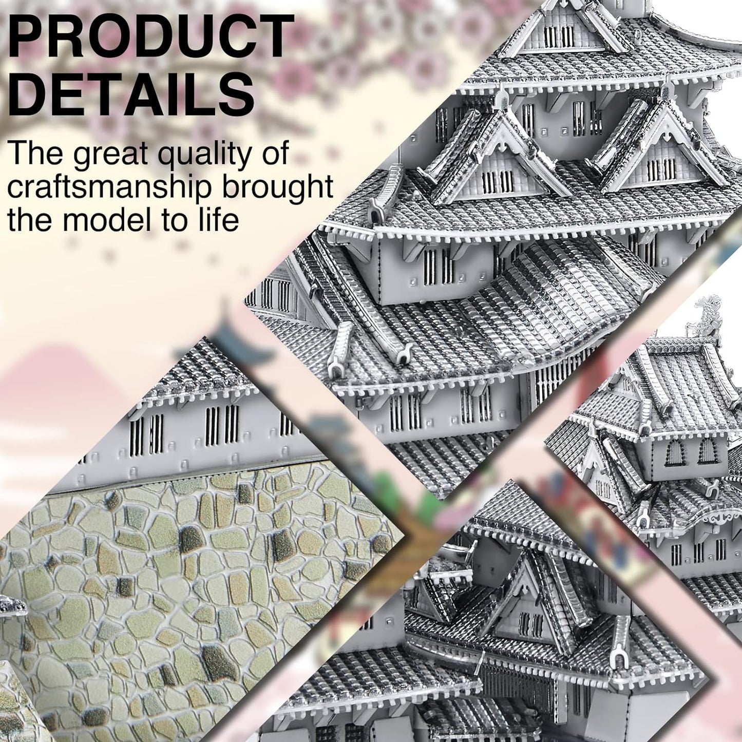 Piececool 3D Metal Puzzles for Adults, Himeji Castle - Japanese Architecture 3D Model Building Kits Creative Home Decoration Great Birthday