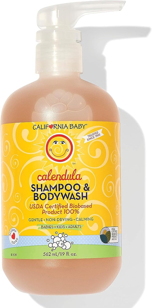 California Baby Calendula Shampoo and Body Wash | 100% Plant-Based (USDA Certified) | Allergy