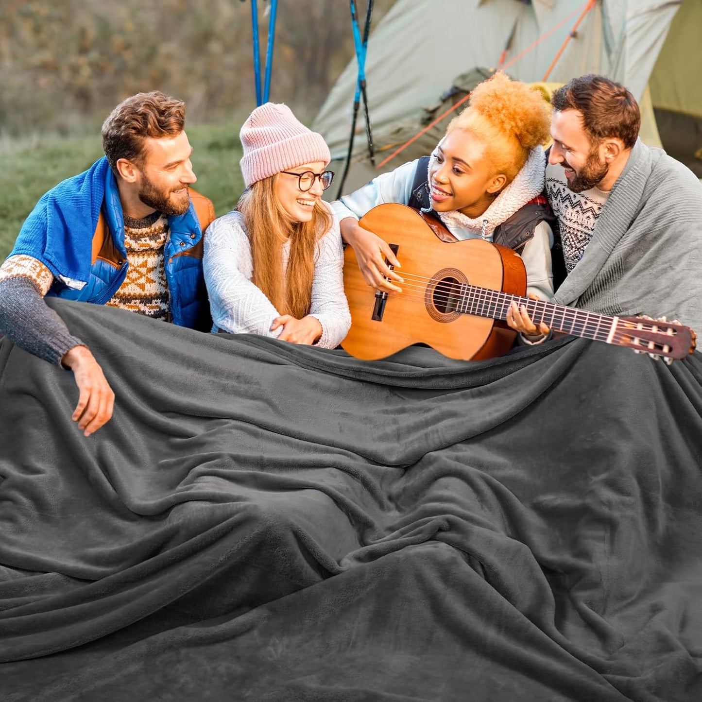 PHF Oversized King Fleece Blanket 120"x120", No Shed No Pilling Big Soft Blanket, Extra Large 10'x