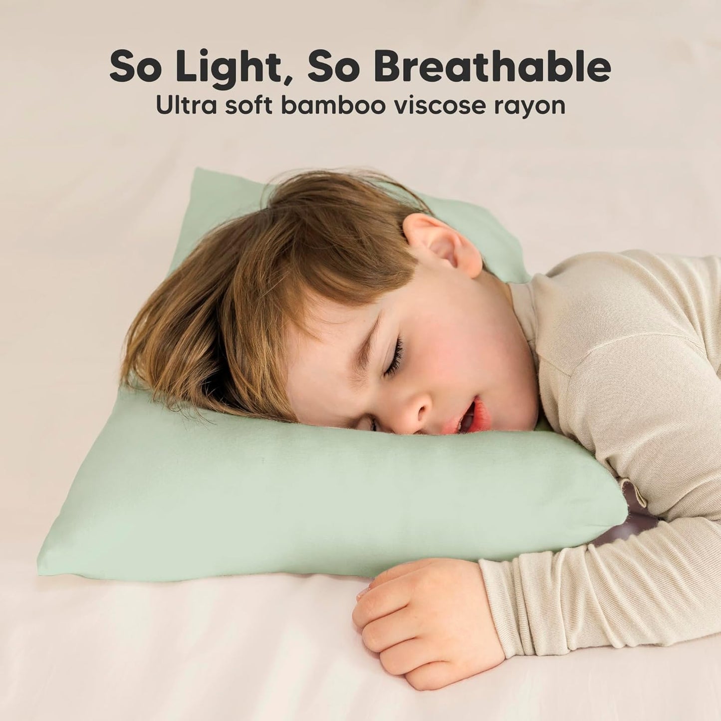 Toddler Pillow with Pillowcase - 13x18 My Little Cuddly Pillow, Viscose Derived From Bamboo Nursery Toddler Pillows for Sleeping,Kids Pillow,Small Travel Pillows,Mini Toddler Bed Pillow (Sage)