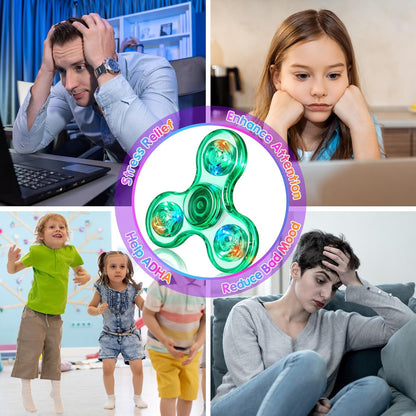 Gigilli Fidget Spinners, LED Light Up Sensory Fidget Toys for Kids, Glow in The Dark Party Favors for Kids 4-8-12, ADHD Anxiety Stress Relief Goodie Bag Stuffers Birthday Classroom Prizes Return Gifts