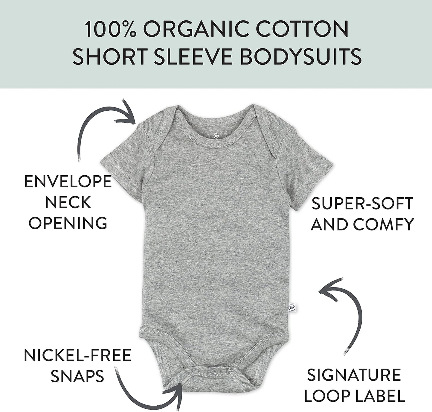 HonestBaby unisex-baby 10-pack Short Sleeve Bodysuits One-piece 100% Organic Cotton for Infant Baby Boys, Girls