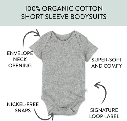 HonestBaby unisex-baby 10-pack Short Sleeve Bodysuits One-piece 100% Organic Cotton for Infant Baby Boys, Girls