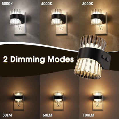 Night Light, Night Lights Plug into Wall, LED Clear Night Light for Kids, Adjustable Brightness NightLights with Dusk to Dawn Sensor for Bedroom Bathroom, 3000K/4000k/5000K, 2 Pack