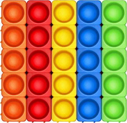 Giant Pop Blocks Bubble Premium Silicone Pop Fidget Blocks for Endless Joy and Education - Vibrant Pop Blocks for Imaginative Play and Puzzle Games-Toy Gift for Kids (25PCS)
