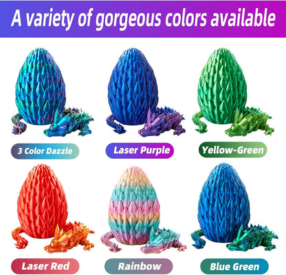 Dragon Egg,15in Crystal Dragon,Surprise Egg,Articulated Dragon,3D Printed Gift Toy,Fidget Toys for Autism/ADHD, Executive Desk Toys,Home Office Decor (Laser Purple)