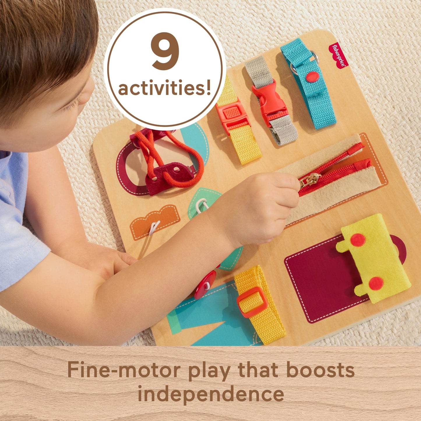 Fisher-Price Wood Montessori Dressing Board Busy Activity