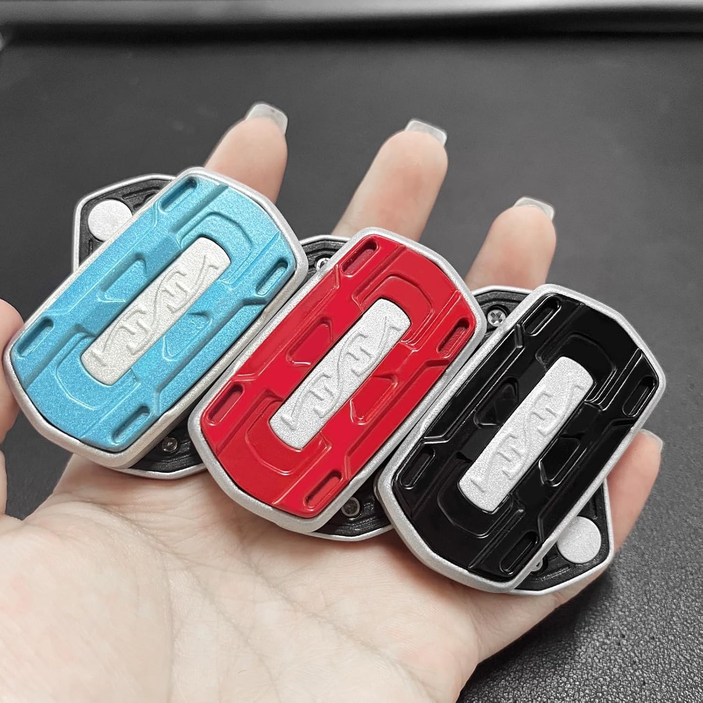 Sound Range Fidget Slider, Infinite Range Finger Spin Top Decompression Toy Adult Metal Fidget Toys Magnetic Coin EDC Gear Haptic (Blue)