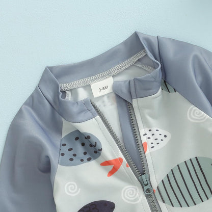 Hnyenmcko Baby/Toddler Boy Rash Guard Swimsuit Long Sleeve One Piece Zipper Swimwear Sunsuit Infant Bathing Suit Beachwear