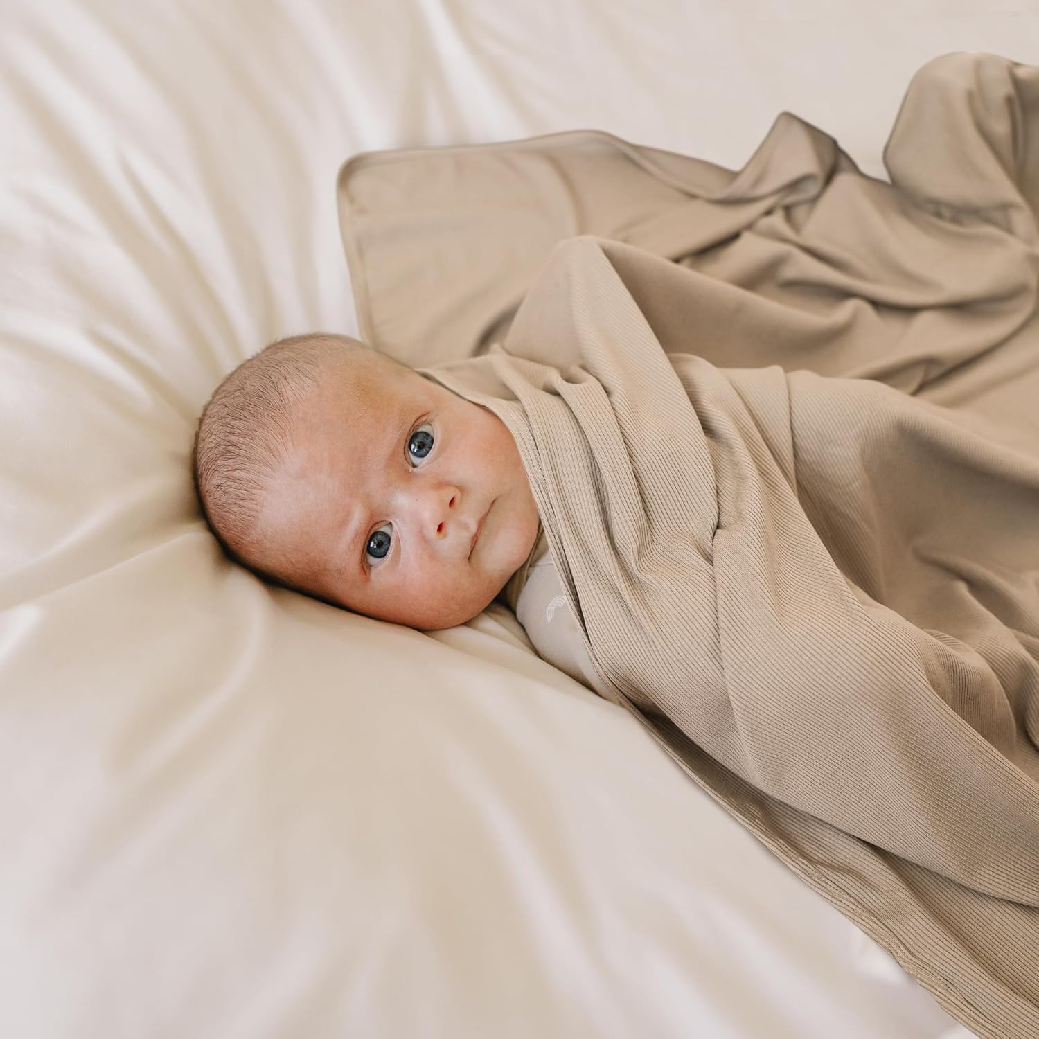 Konssy Knit Baby Blanket 2 Pack, Soft Ribbed Swaddle Receiving Blankets for Boys & Girls