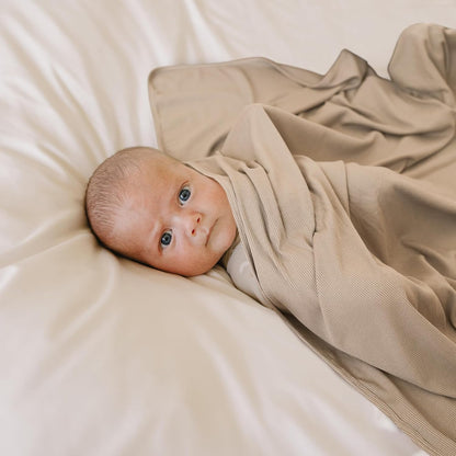 Konssy Knit Baby Blanket 2 Pack, Soft Ribbed Swaddle Receiving Blankets for Boys & Girls