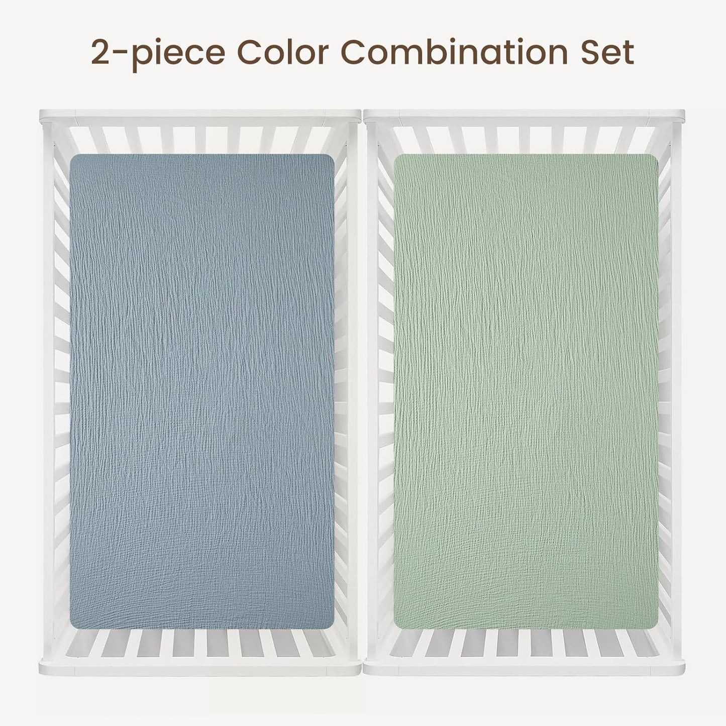 david's kids Muslin Crib Sheets for Boys Girls, 2 Pack 100% Cotton Soft Breathable Fitted Baby