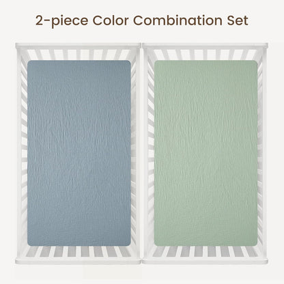 david's kids Muslin Crib Sheets for Boys Girls, 2 Pack 100% Cotton Soft Breathable Fitted Baby
