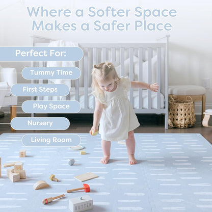 Baby Play Mats for Floor - Shoreline (6x6ft) - Premium EVA Foam Play Mat for Babies & Toddlers - Perfect for Tummy Time, Crawling, Playroom - Stylish & Comfortable Kids Play Mat