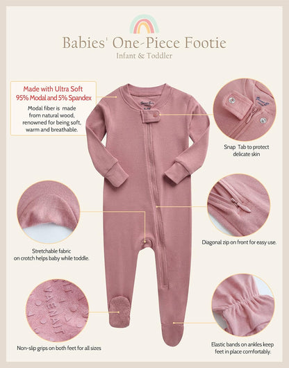 VAENAIT BABY Infant Toddler Boys Girls Footed One-Piece Sleep and Play Premium Modal Pajamas 1-2 Pieces
