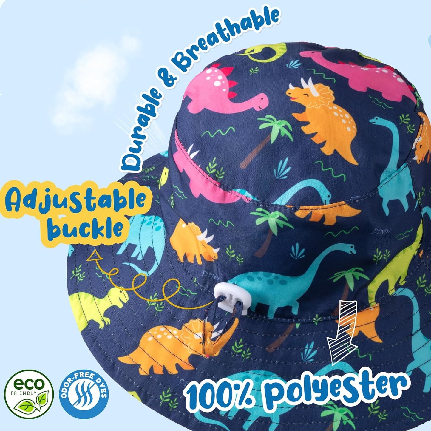 Baby Sun Hat Kids Summer UPF 50+ Toddler Bucket Hat Wide Brim Adjustable Beach Hats for Boys Girls Age 0-6 Years