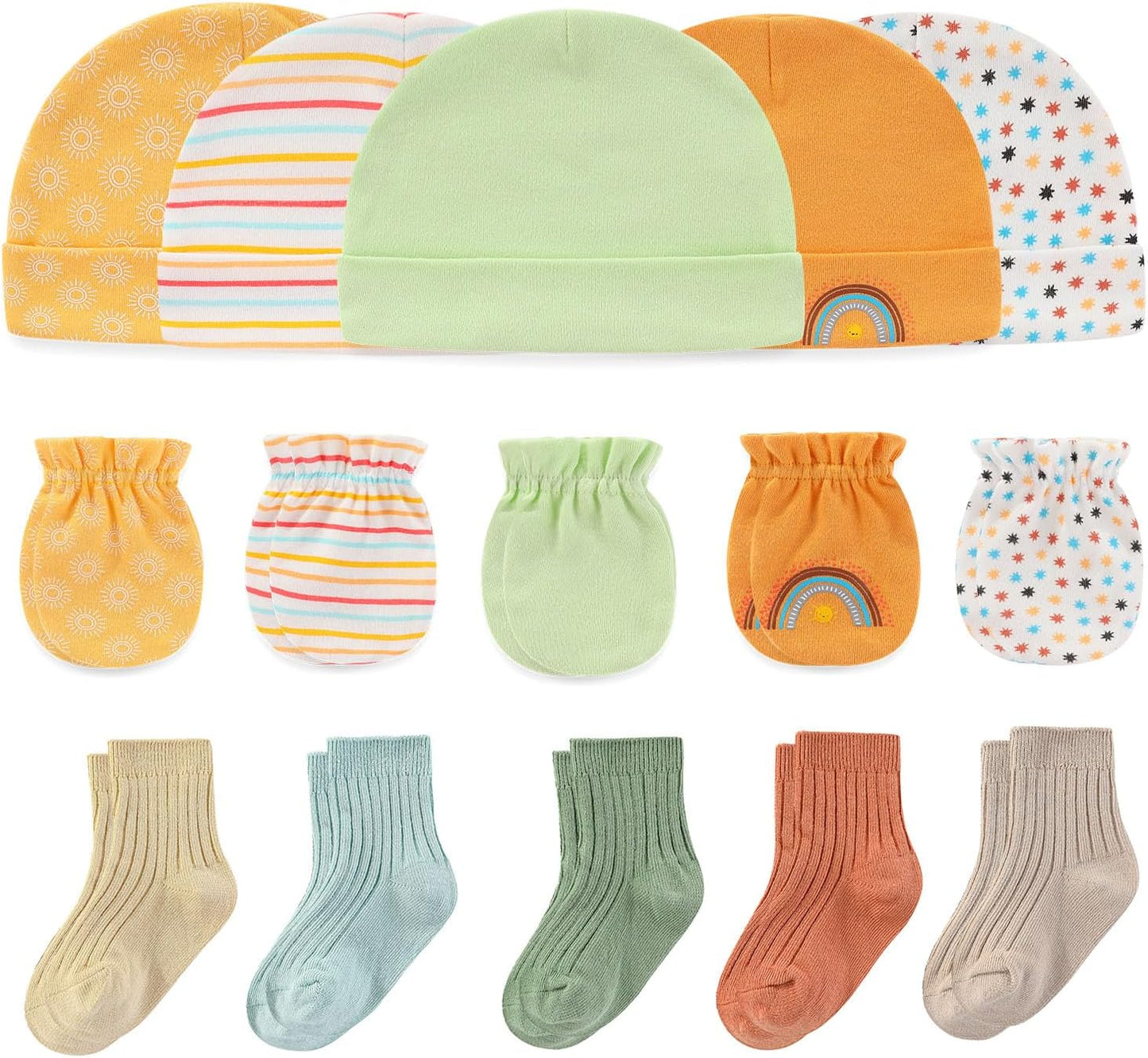 Baby Hats Mittens and Socks Set Cotton Newborn Hat Beanie Soft Infant Girls Boys Caps Gloves 0-6 month