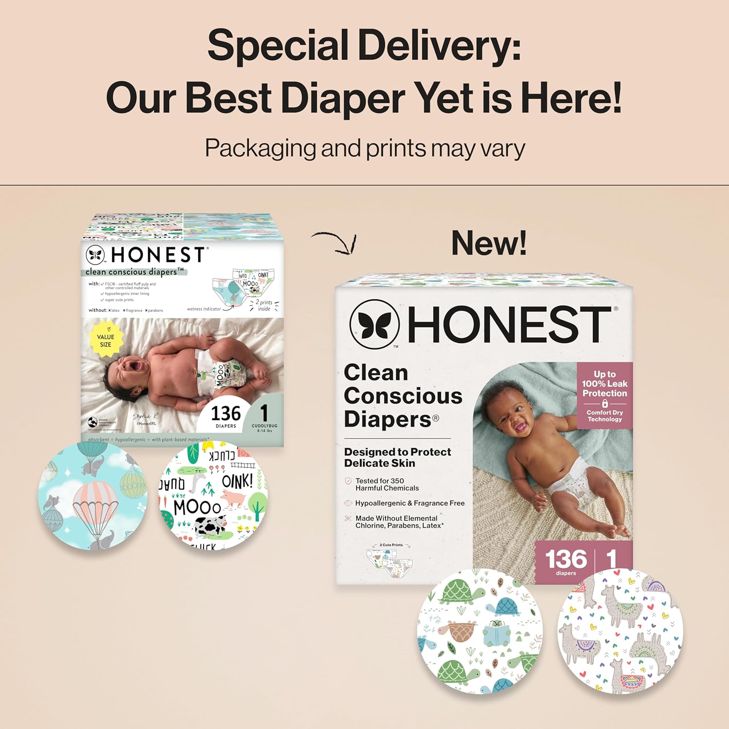 The Honest Company Clean Conscious Diapers for Delicate Skin | Up to 100% Leakproof |