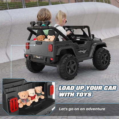 Hikole 24V 4x4 Ride on Toys for Big Kids - 4WD/2WD Switchable 2 Seater Battery Car with Remote Control, 4x200W Motors, 5 Mph Max Speed, Music, Electric Car for Boys Girls, Black