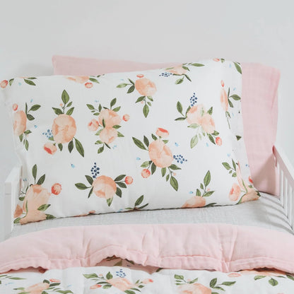 Little Unicorn Standard Pillowcase 2 Pack | Super Soft & Breathable Muslin Fabric | Snug Envelope Closure (Watercolor Roses Grande 2)