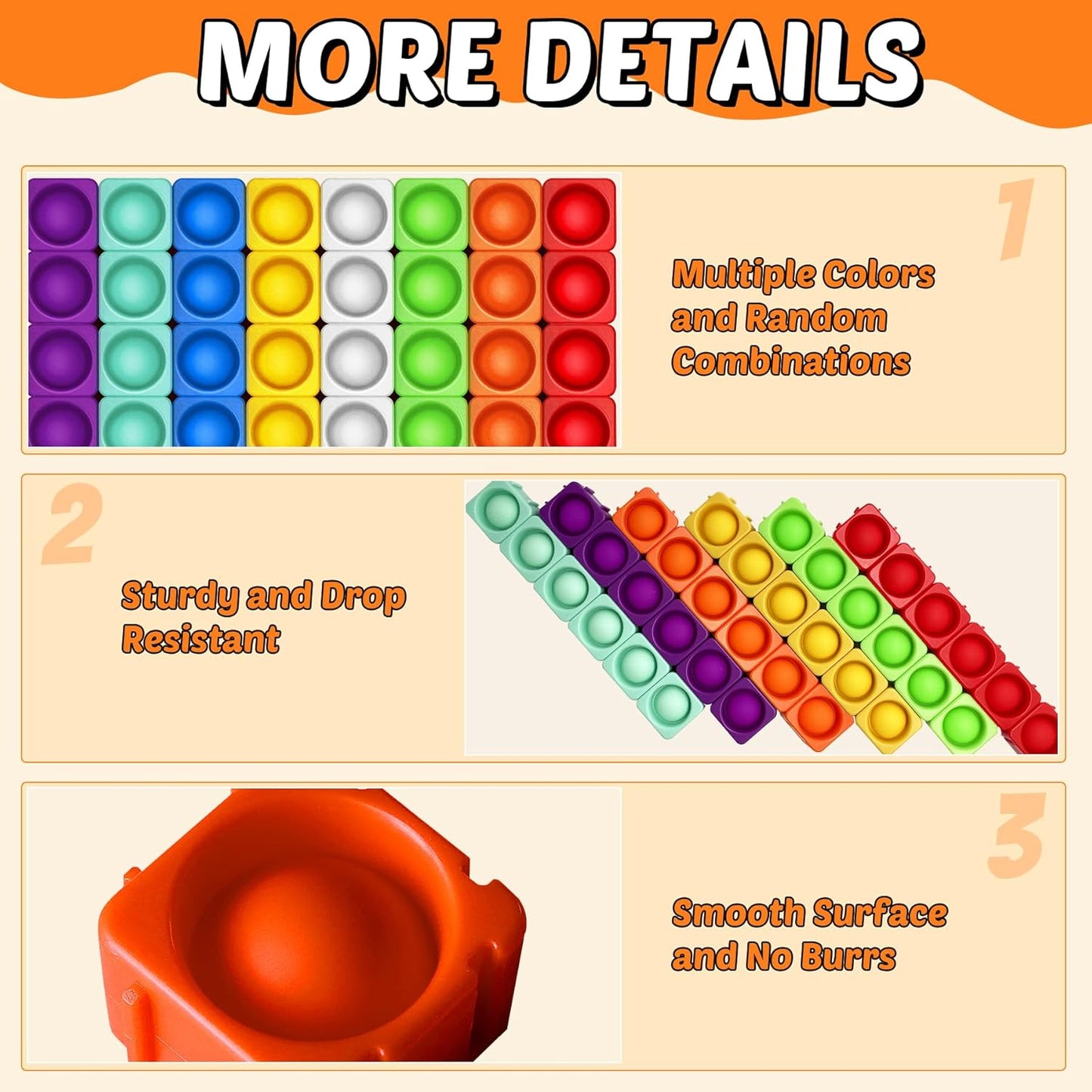 Giant Pop Blocks Bubble Premium Silicone Pop Fidget Blocks for Endless Joy and Education - Vibrant Pop Blocks for Imaginative Play and Puzzle Games-Toy Gift for Kids (64PCS)