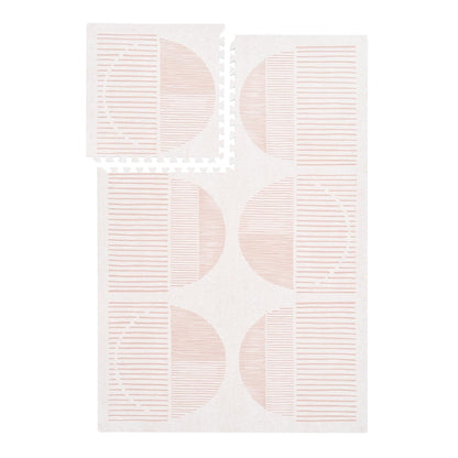 Premium Exercise & Baby Foam Play Mats - Stylish & Large Non-Toxic Odorless Floor Mat - 6 Tiles - Spacious 6ft x 4ft - Peel-Resistant Reinforced - Soft Thick, Waterproof - Cream Pink