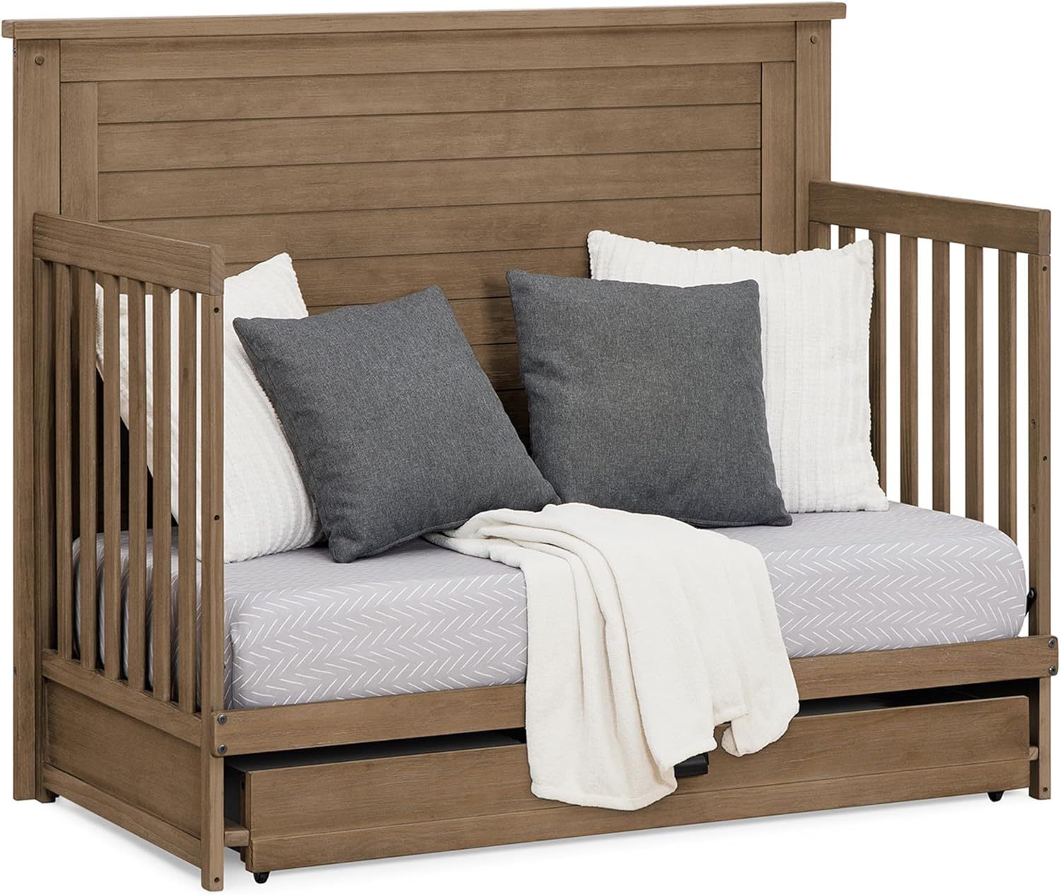 Delta Children Simmons Kids Caden 6-in-1 Convertible Crib with Trundle Drawer, Greenguard Gold