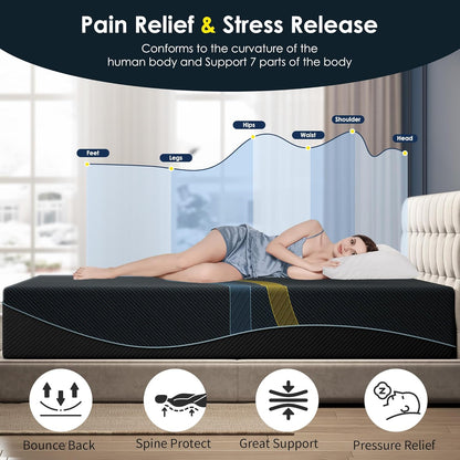 12 inch Twin Mattress Multi-Layer Memory Foam Mattress - Medium Firmness with Bamboo Charcoal & Green Tea Infusion