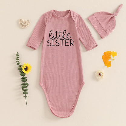 Newborn Boy Girl Coming Home Outfit Baby Infant Sleeper Gown Nightgown Outfits Cute Fall Winter Pajamas and Hat