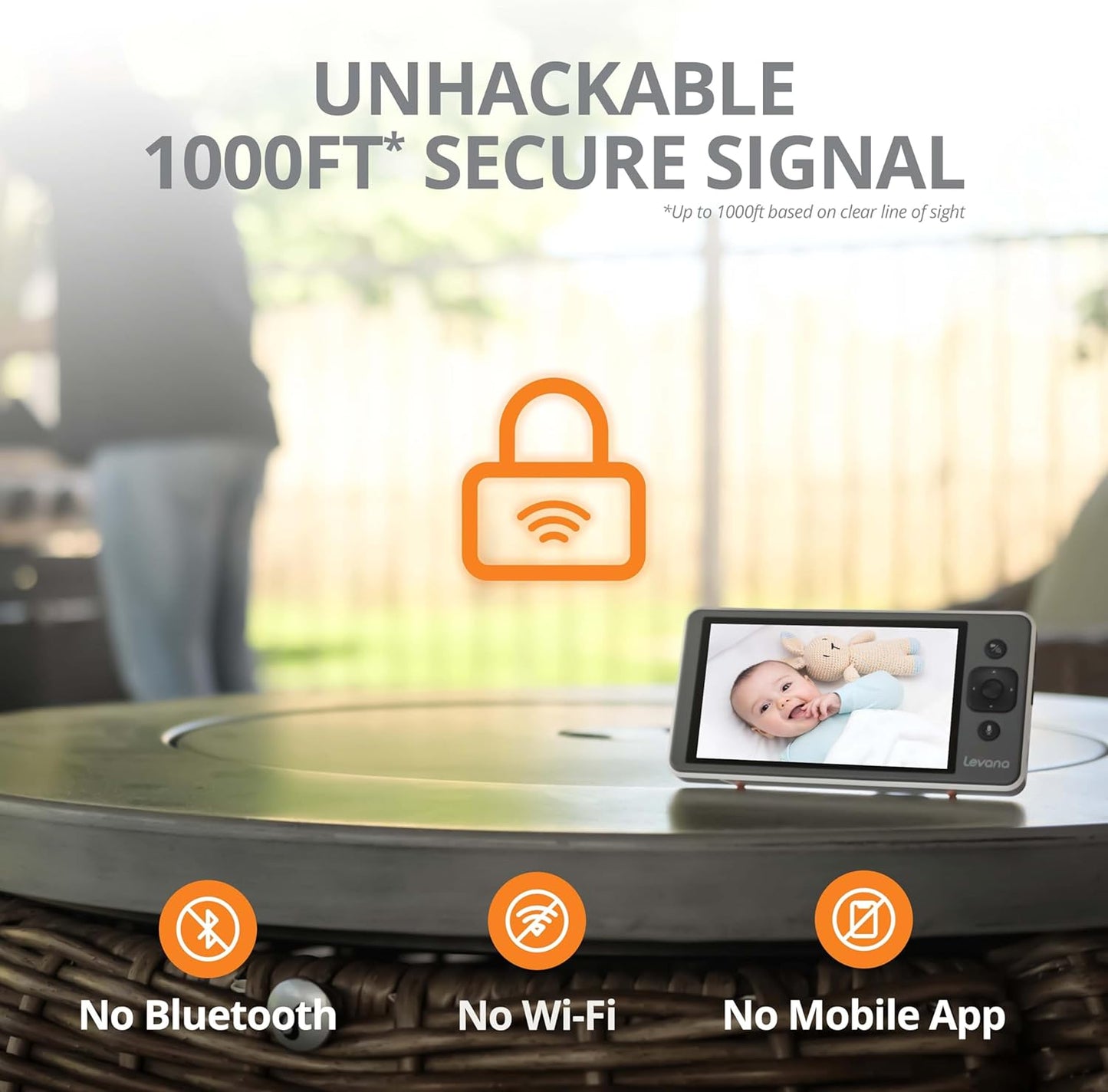 Levana Ella Video Baby Monitor, 5'' 720P Screen, 2 PTZ Cameras, 4 Days Battery Life, 3800mAh Battery, Night Vision, Two-Way Talk, No WiFi, 1000ft. Long Range Baby Monitor with Premium Carrying Case