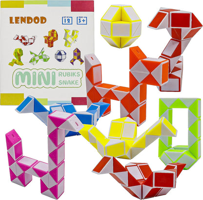 12 Pack 24 Blocks Mini Fidget Snake Cube Mini Twist Puzzle Cubes Magic Speed Cubes Toy for Kids