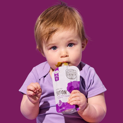 Serenity Kids 6+ Months Baby Food Pouches - Ethically Sourced Grass-Fed Bison & Organic Kabocha