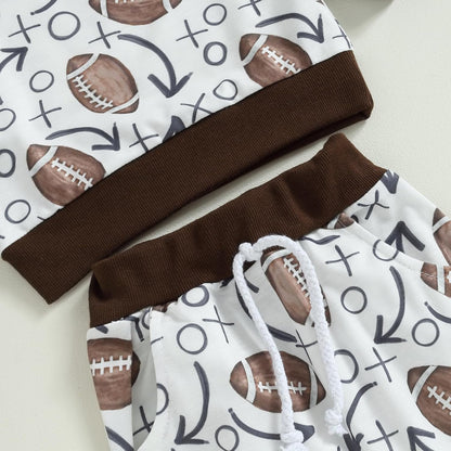 Baby Boy Clothes Fall 6 12 18 24 Months Football Long Sleeve Pullover Tops & Pant Sets Toddler Winter Outfits