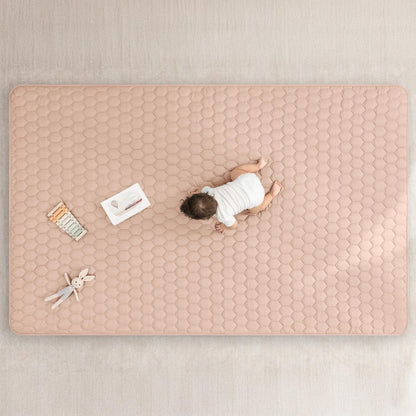 Comfy Cubs Rectangle Kids Play Mat - Large 60 x 96 inches Soft Quilted Baby Floor Mat with Non-Slip Bottom - Plush Design for Toddlers' Playtime and Relaxation - Comfortable and Durable - Blush