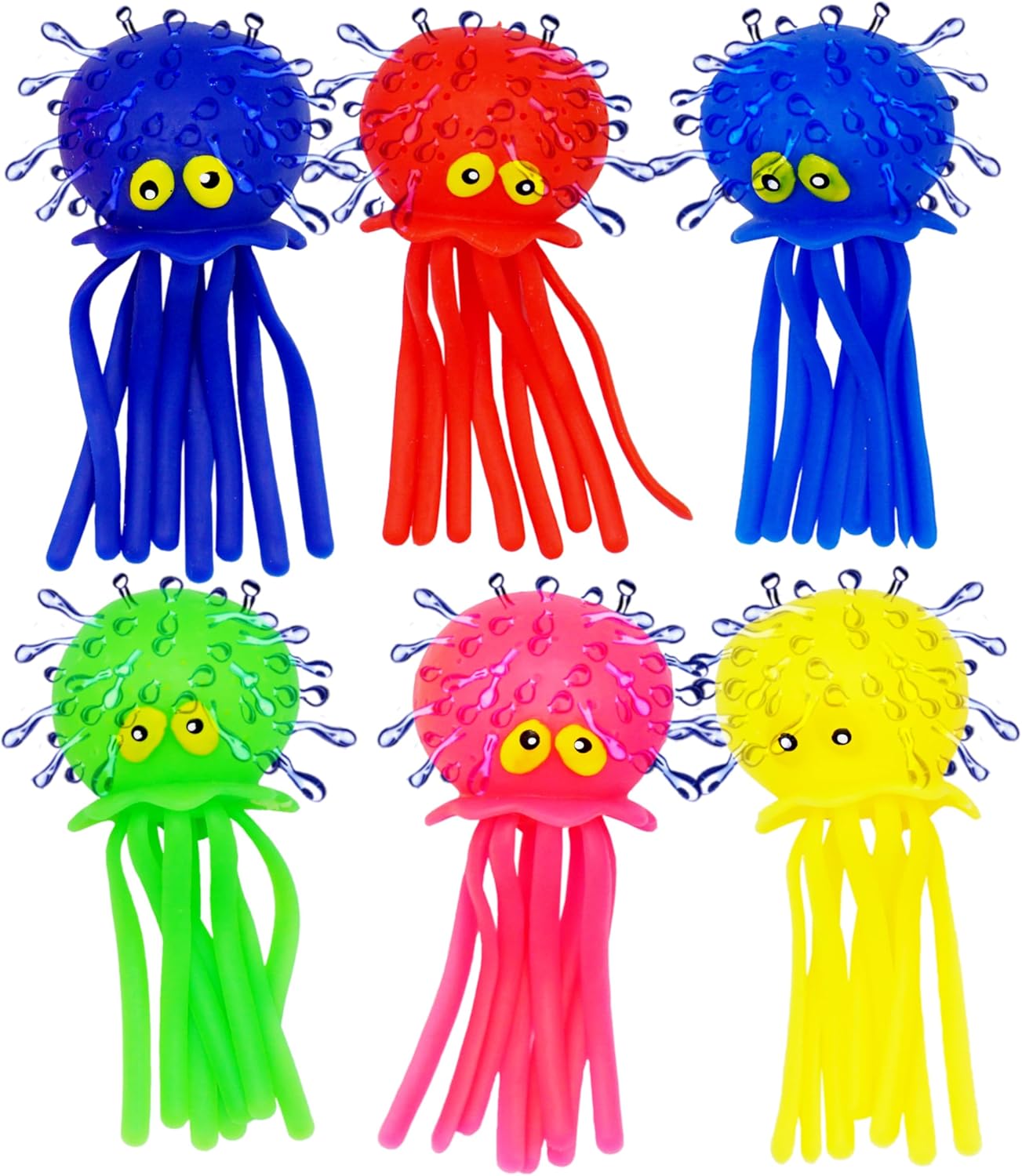 4E's Novelty Octopus Water Balls - Pack of 6 - Pool Toys for Kids Sensory Absorbent Water Splash