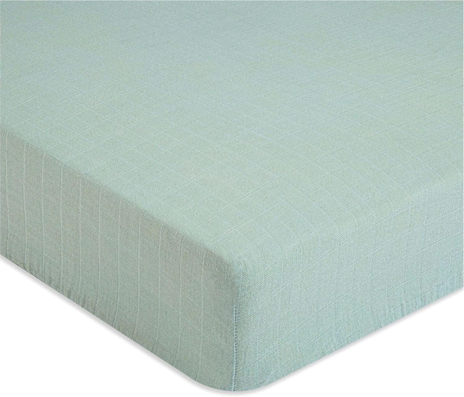 Crane Baby Fitted Sheet, Soft Cotton Fitted Sheet for Cribs and Nurseries, Evergreen, 28”w x 52”h x