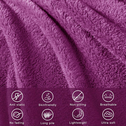 Exclusivo Mezcla Soft Fleece Throw Blanket for Couch, Super Soft Velvet Plush Bed Blanket, Fuzzy Cozy and Warm for All Seasons, 50x60 Inches, Purple