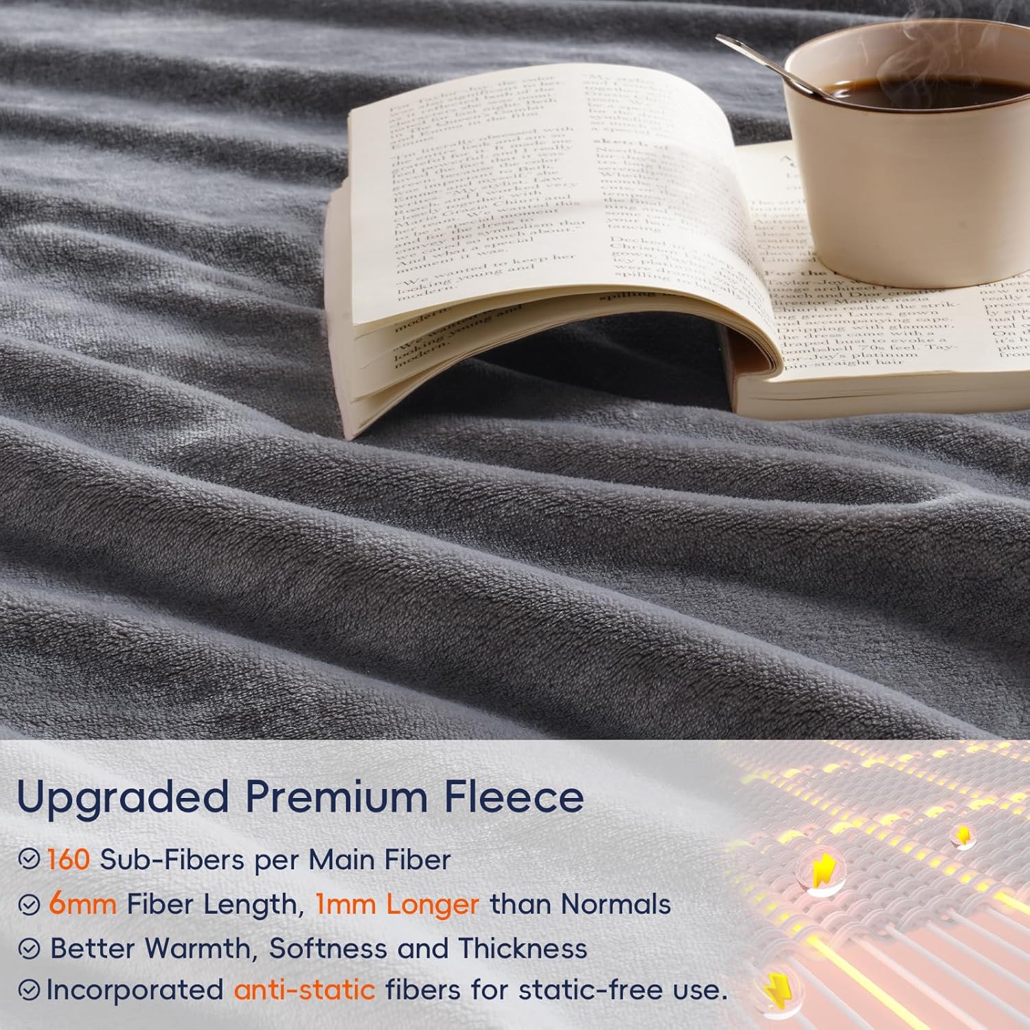 PHF Ultra Soft Fleece Blanket Twin Size, No Shed No Pilling Luxury Plush Cozy 300GSM Lightweight