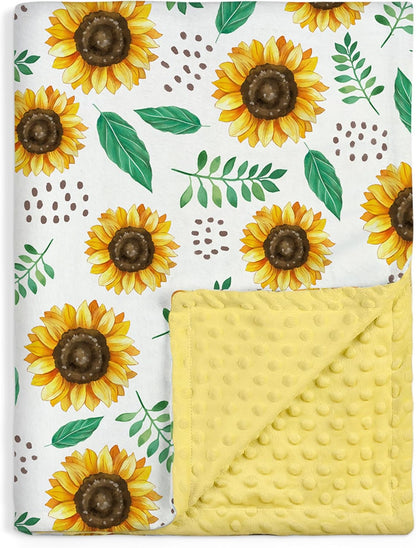 SANDJEST Sunflower Blanket for Girls Kid - 30 x 40 Minky Throw Kids Blankets Gifts for Birthday