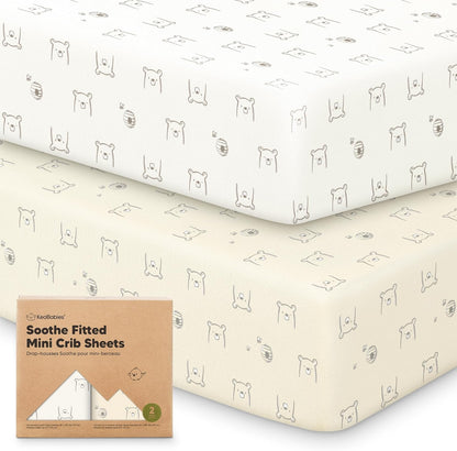 2-Pack Mini Crib Sheets Fitted - 38x26 Pack N Play Sheets for Pack and Play Mattress, Organic