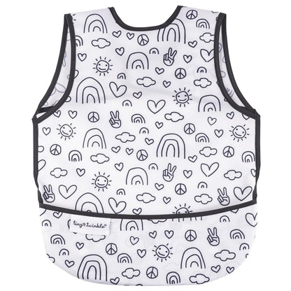Tiny Twinkle Mess Proof Baby Bib - Waterproof & Lightweight Baby-Led Weaning Apron | 100% Recycled Polyester, Easy Clean & Machine Washable (Peace, Small 6-24 Months)