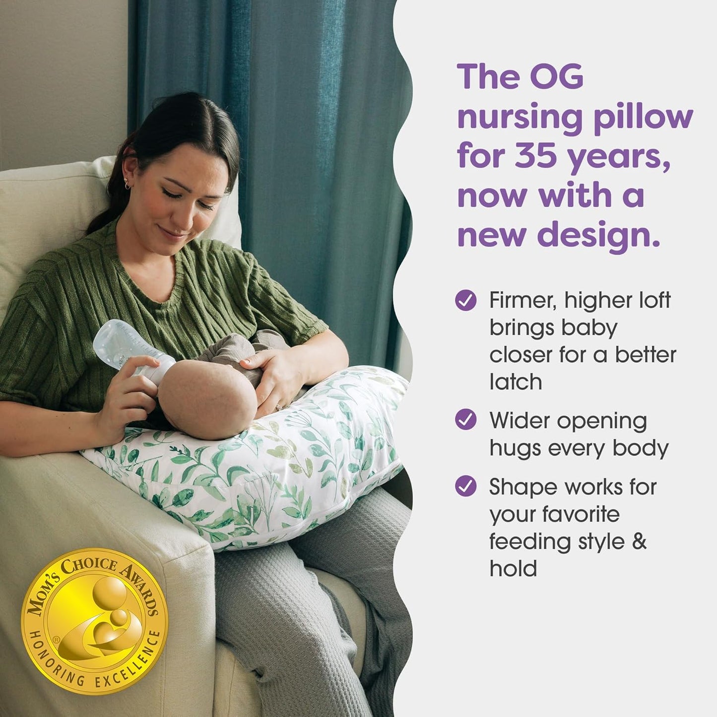 Boppy Nursing Pillow - Ergonomic Bottle & Breastfeeding Pillow with High, Firm, Large Area