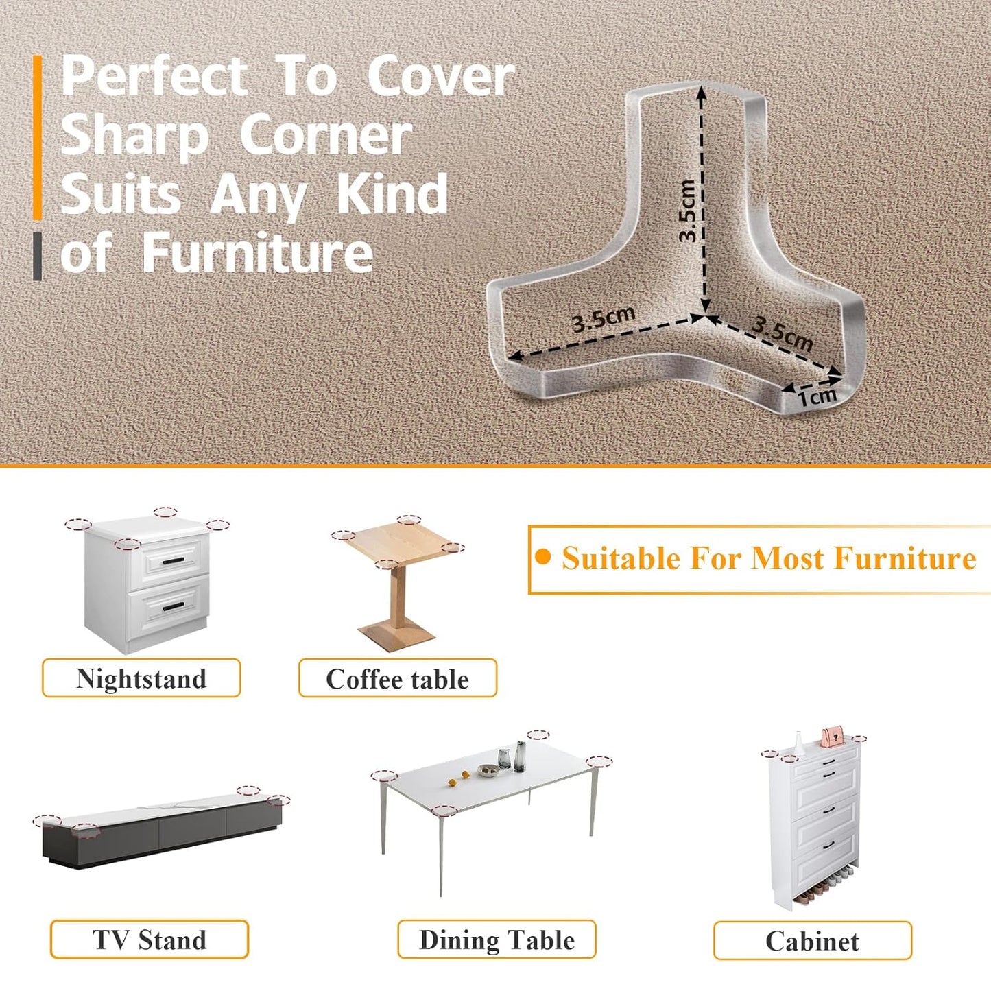 8 Pack Corner Protectors, Clear Table Corner Guards Protectors Baby Proof Furniture Corners & Edges Safety Bumpers Covers, T Shaped 1.4x1.4x1.4 in